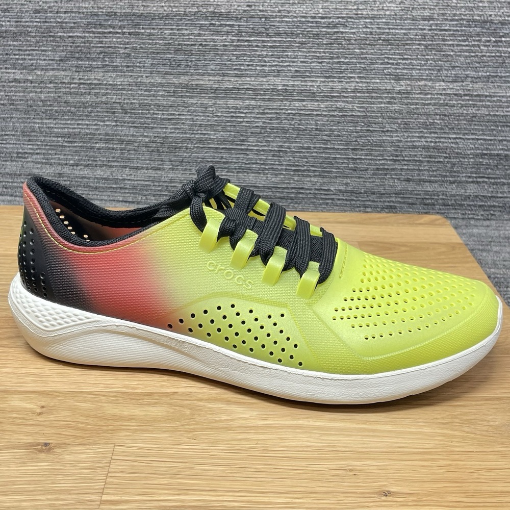Crocs Literide Dip Pacer Sneaker Men 10 Yellow Red Comfort Loafer Shoes Beach - Picture 8 of 11
